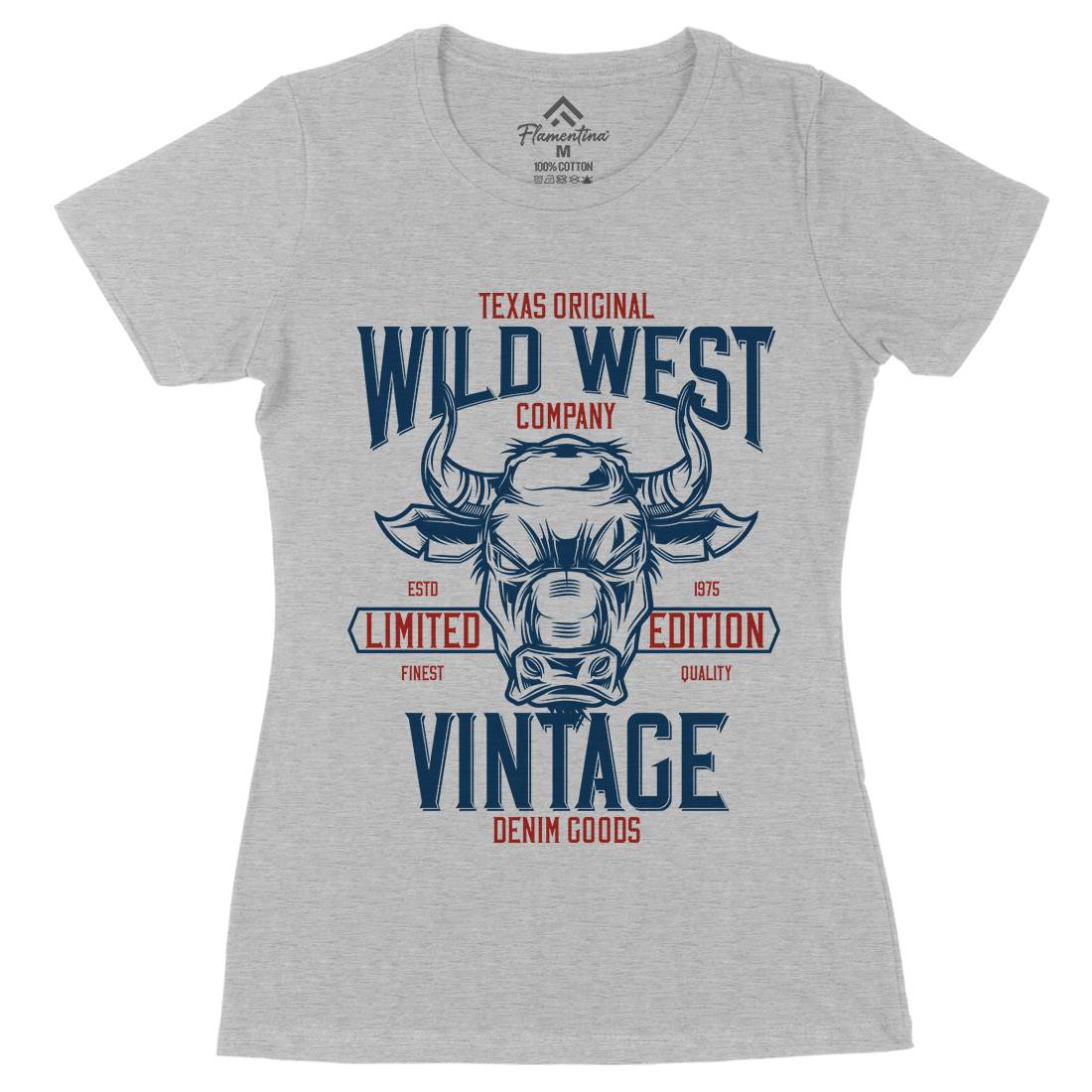 Bull Womens Organic Crew Neck T-Shirt Animals B801