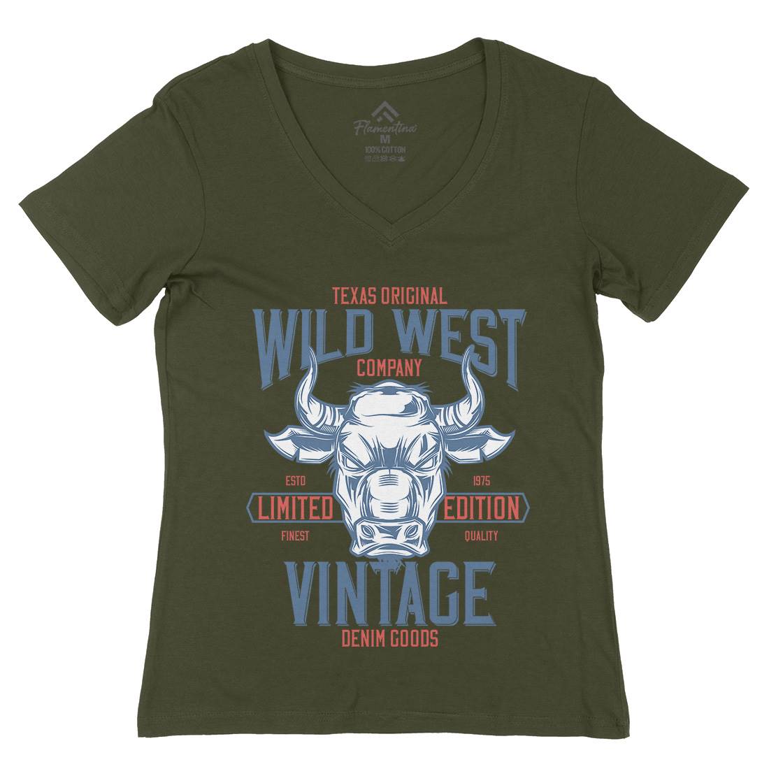 Bull Womens Organic V-Neck T-Shirt Animals B801