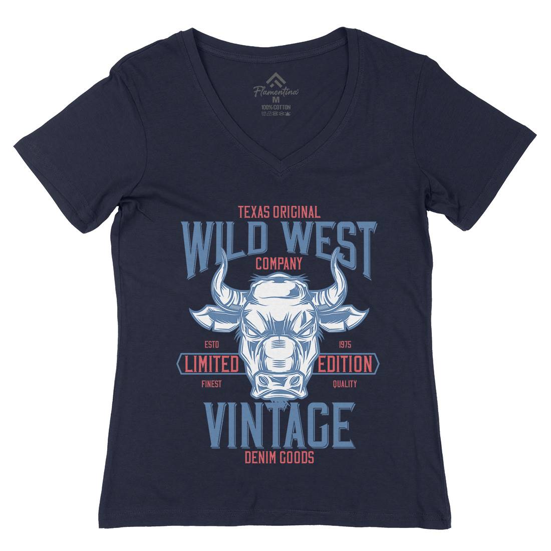 Bull Womens Organic V-Neck T-Shirt Animals B801