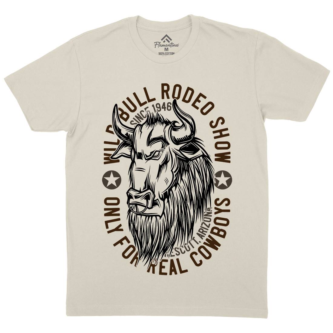 Wild Bull Mens Organic Crew Neck T-Shirt Animals B802