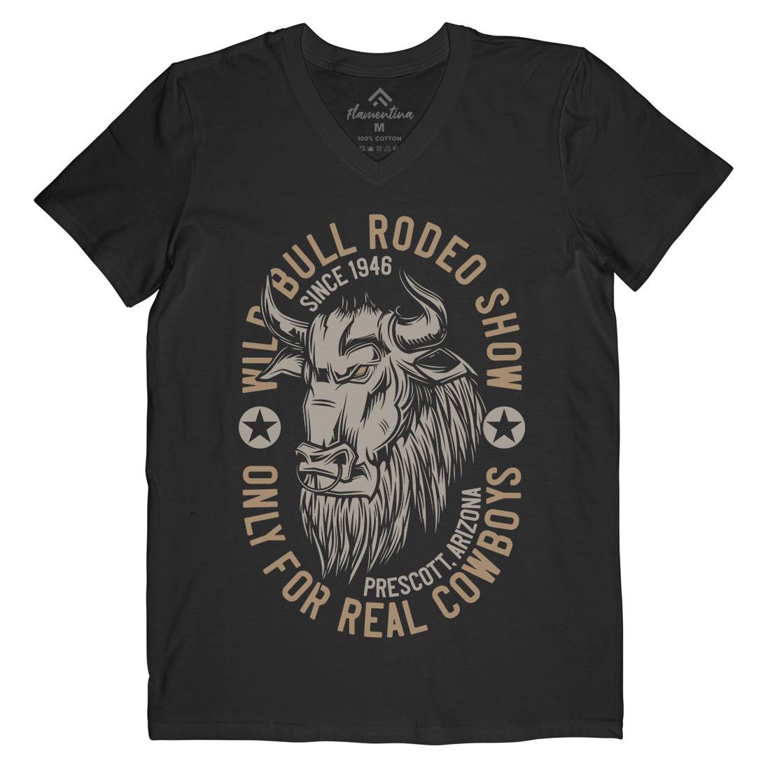 Wild Bull Mens Organic V-Neck T-Shirt Animals B802