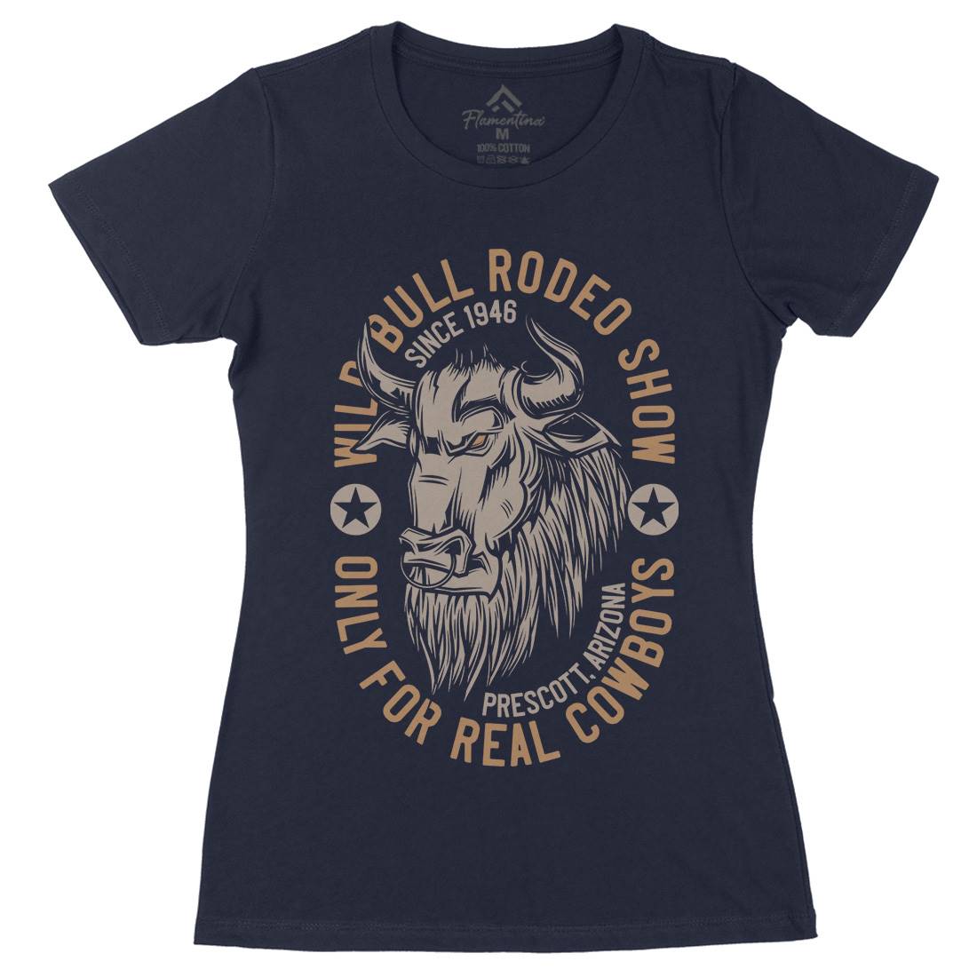 Wild Bull Womens Organic Crew Neck T-Shirt Animals B802