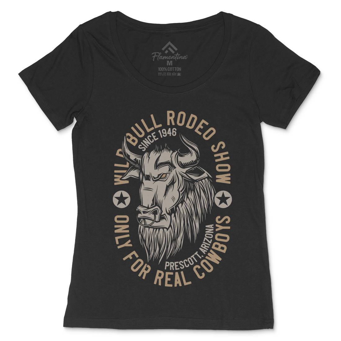 Wild Bull Womens Scoop Neck T-Shirt Animals B802