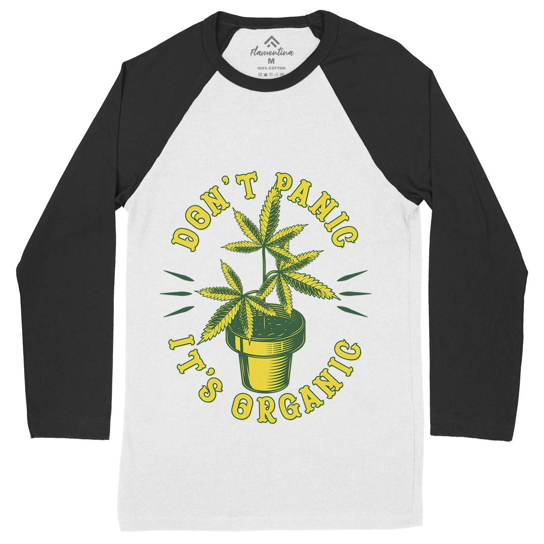 Don&#39;t Panic It&#39;s Organic Mens Long Sleeve Baseball T-Shirt Drugs B803