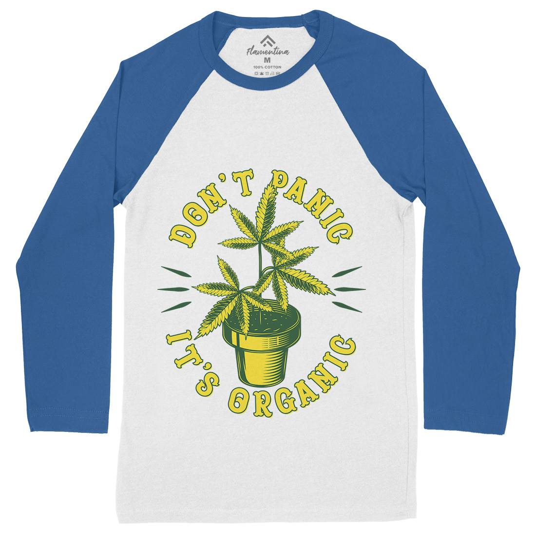 Don&#39;t Panic It&#39;s Organic Mens Long Sleeve Baseball T-Shirt Drugs B803