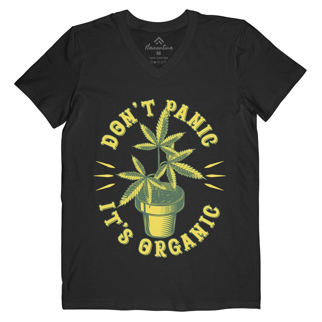 Don&#39;t Panic It&#39;s Organic Mens Organic V-Neck T-Shirt Drugs B803
