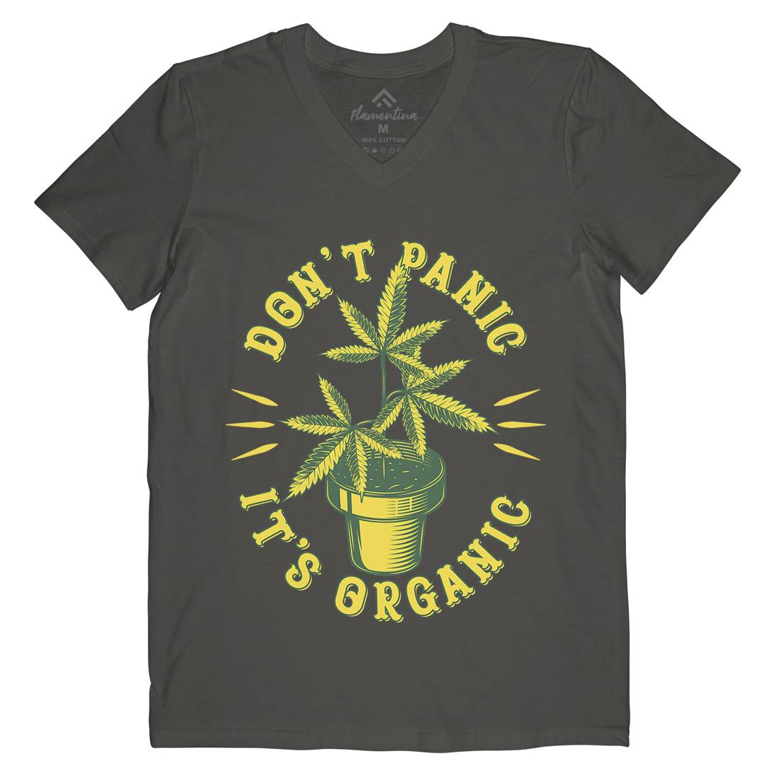 Don&#39;t Panic It&#39;s Organic Mens V-Neck T-Shirt Drugs B803