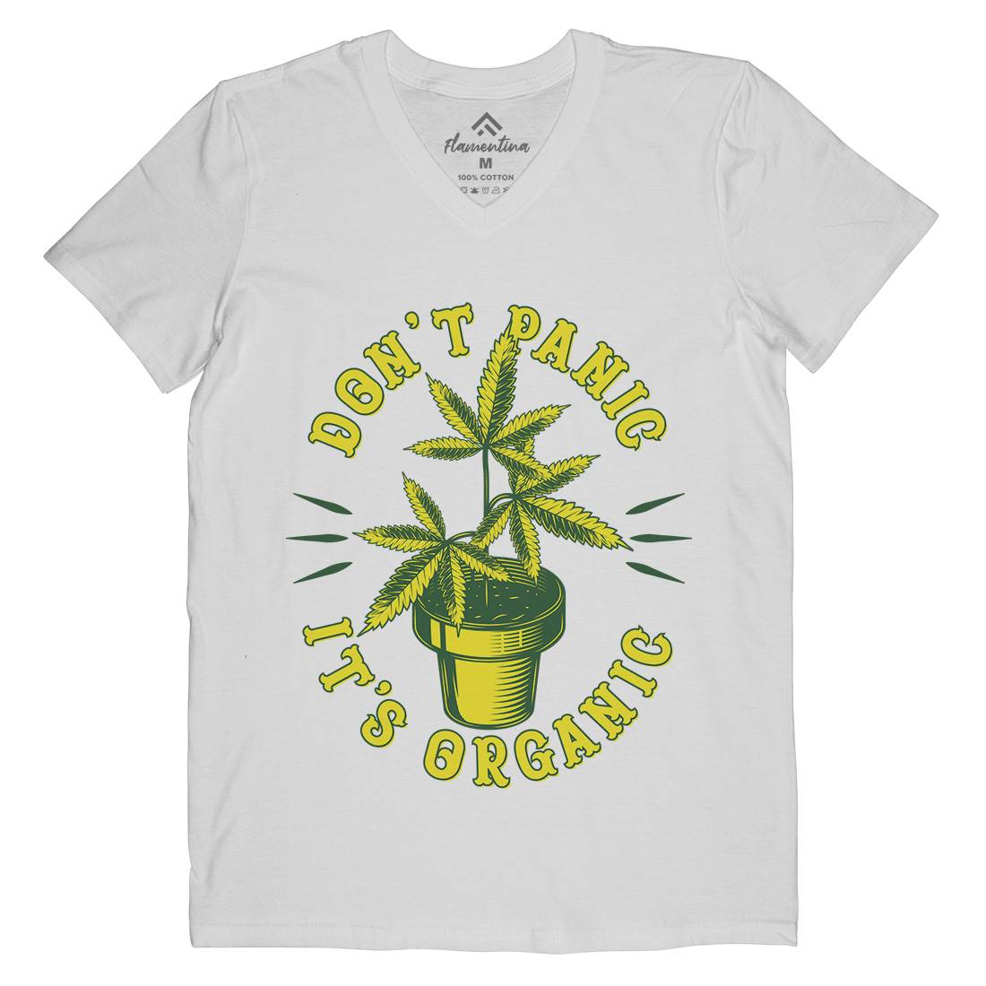 Don&#39;t Panic It&#39;s Organic Mens Organic V-Neck T-Shirt Drugs B803