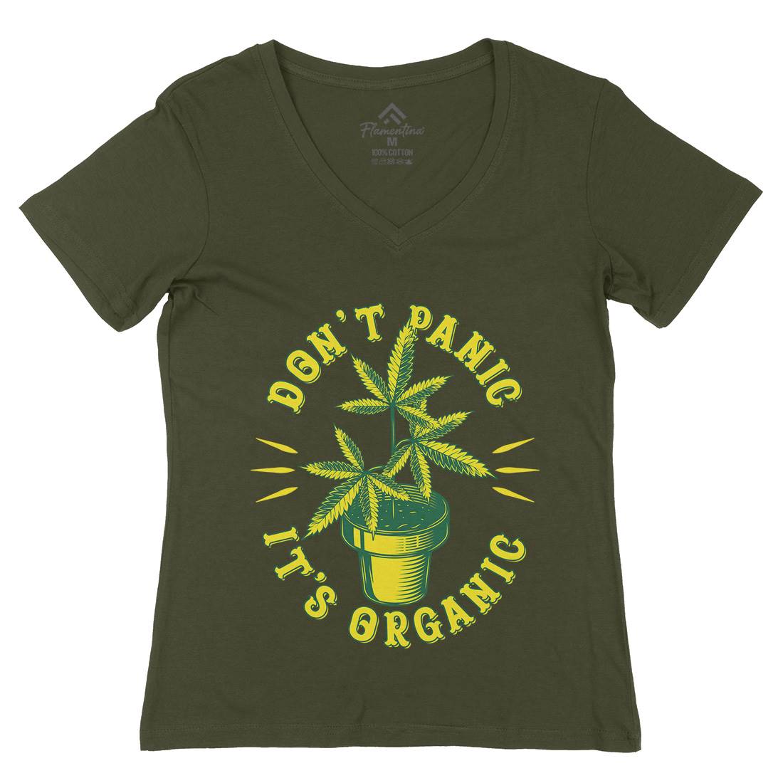 Don&#39;t Panic It&#39;s Organic Womens Organic V-Neck T-Shirt Drugs B803