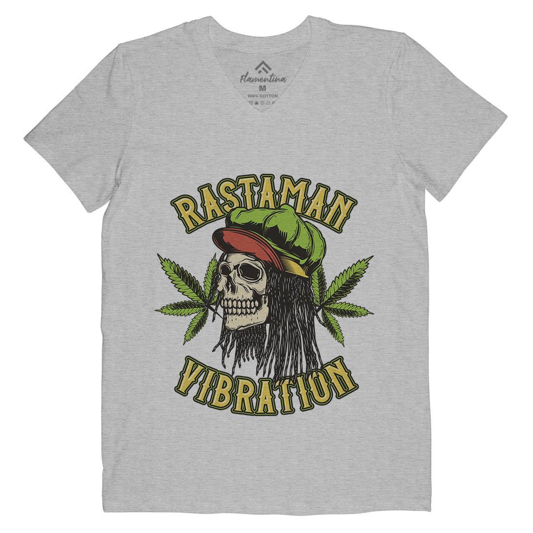 Rastaman Vibration Mens Organic V-Neck T-Shirt Drugs B805
