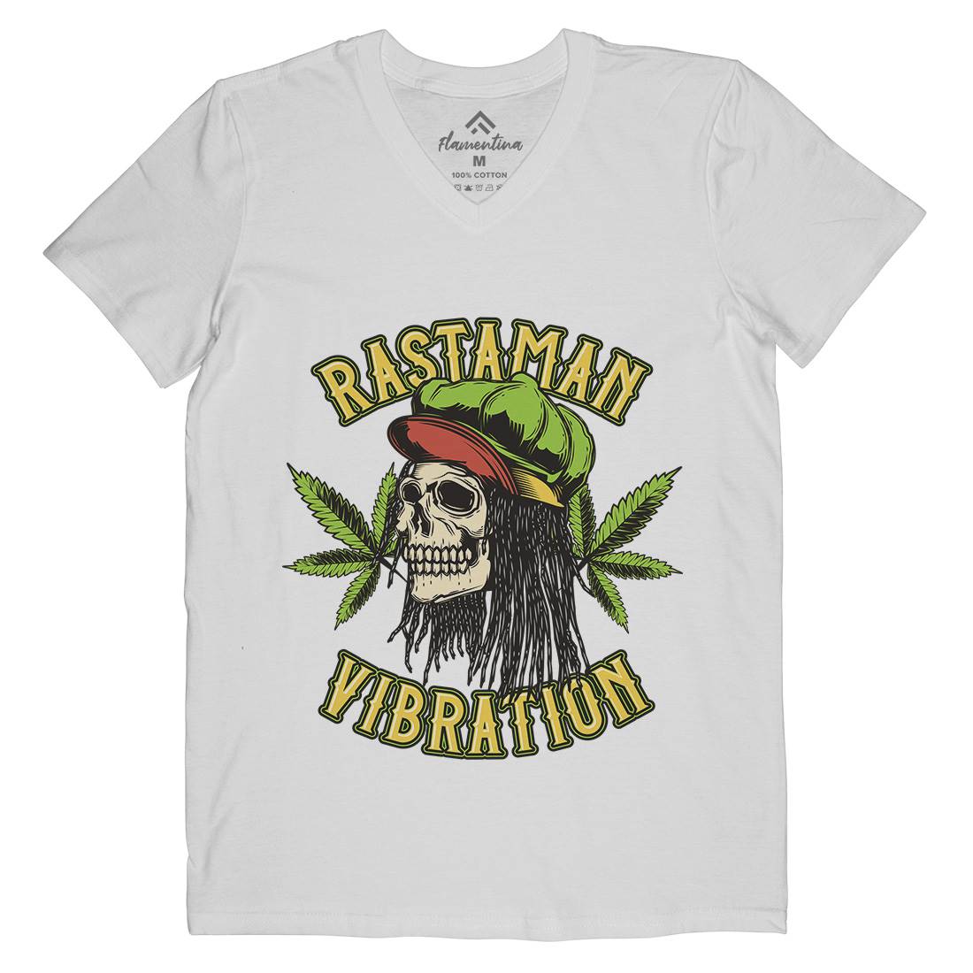 Rastaman Vibration Mens Organic V-Neck T-Shirt Drugs B805