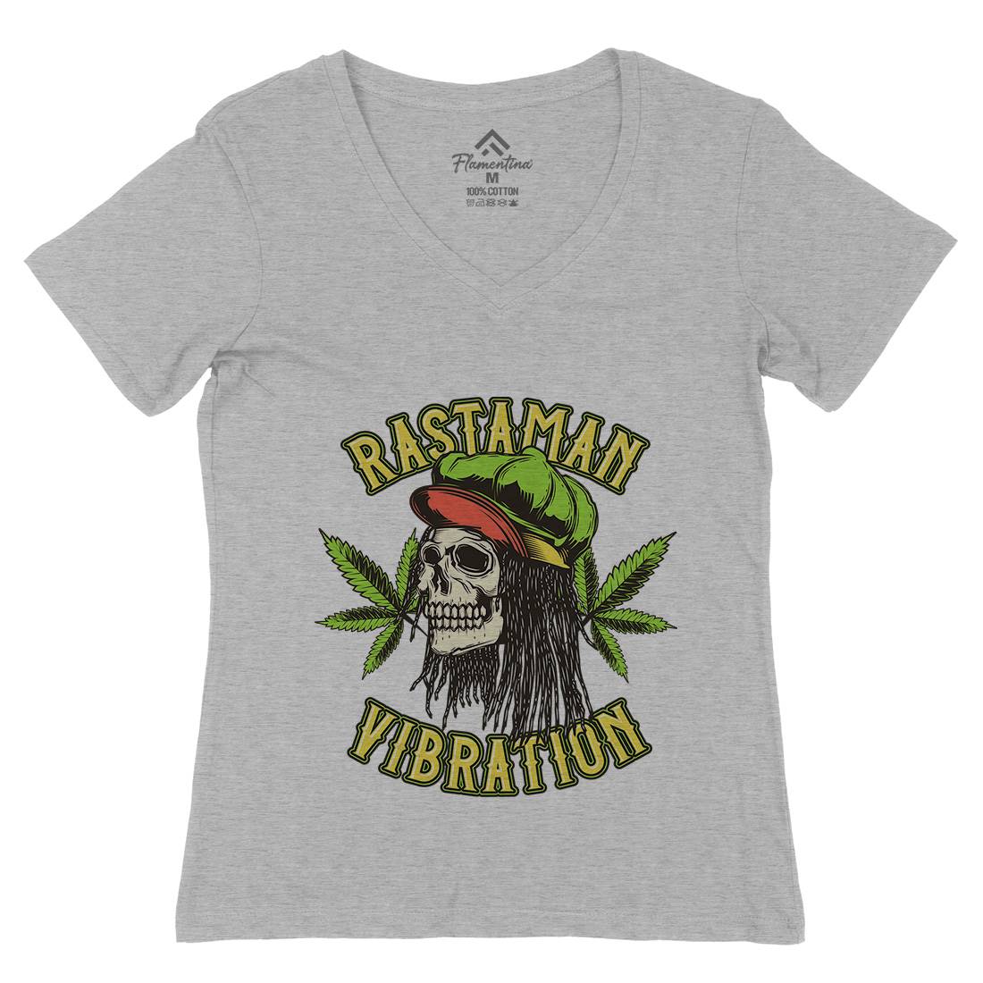 Rastaman Vibration Womens Organic V-Neck T-Shirt Drugs B805