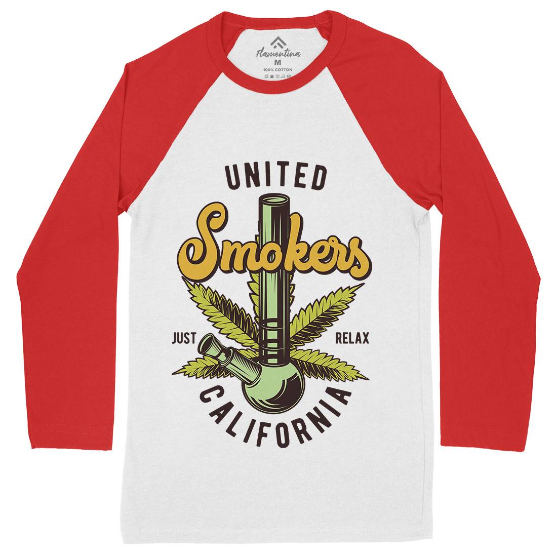 United Smokers Mens Long Sleeve Baseball T-Shirt Drugs B806