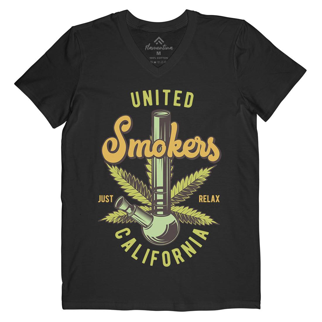 United Smokers Mens Organic V-Neck T-Shirt Drugs B806