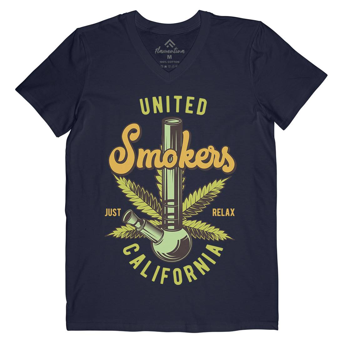 United Smokers Mens Organic V-Neck T-Shirt Drugs B806