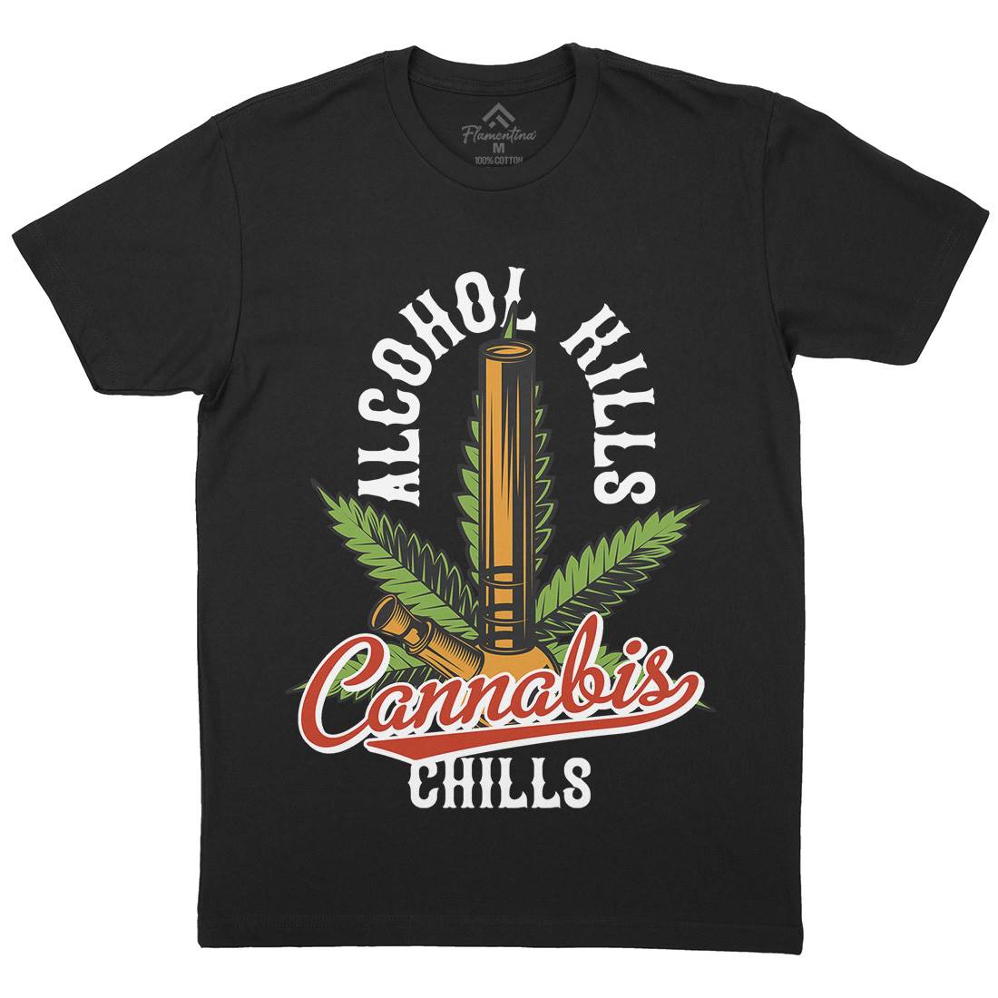 Cannabis Chills Mens Organic Crew Neck T-Shirt Drugs B807