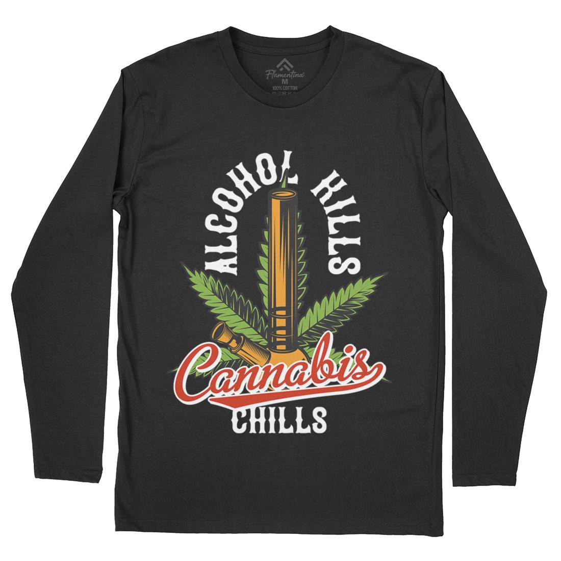 Cannabis Chills Mens Long Sleeve T-Shirt Drugs B807