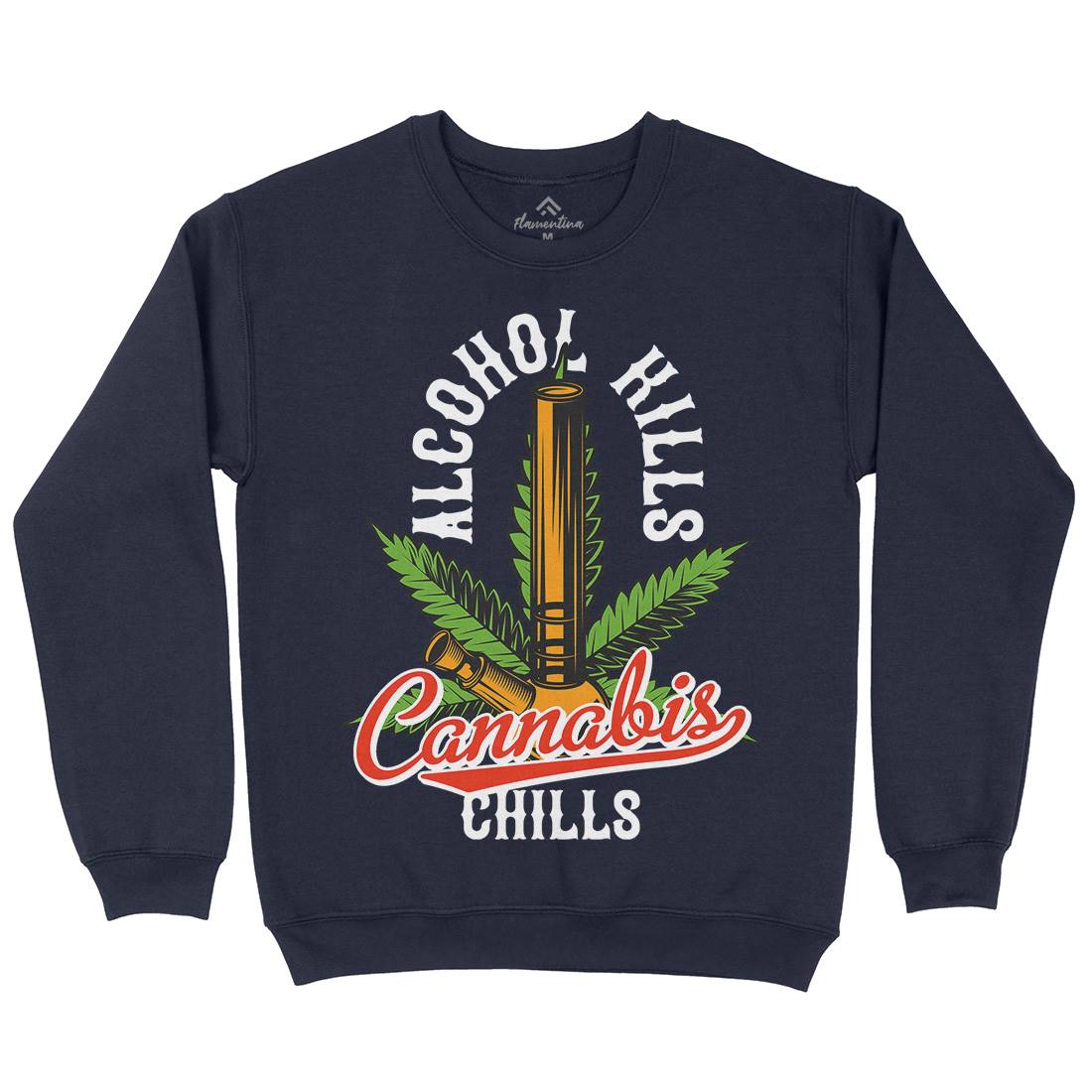 Cannabis Chills Mens Crew Neck Sweatshirt Drugs B807