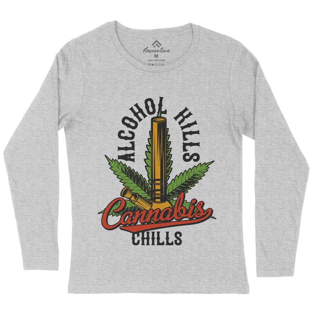 Cannabis Chills Womens Long Sleeve T-Shirt Drugs B807