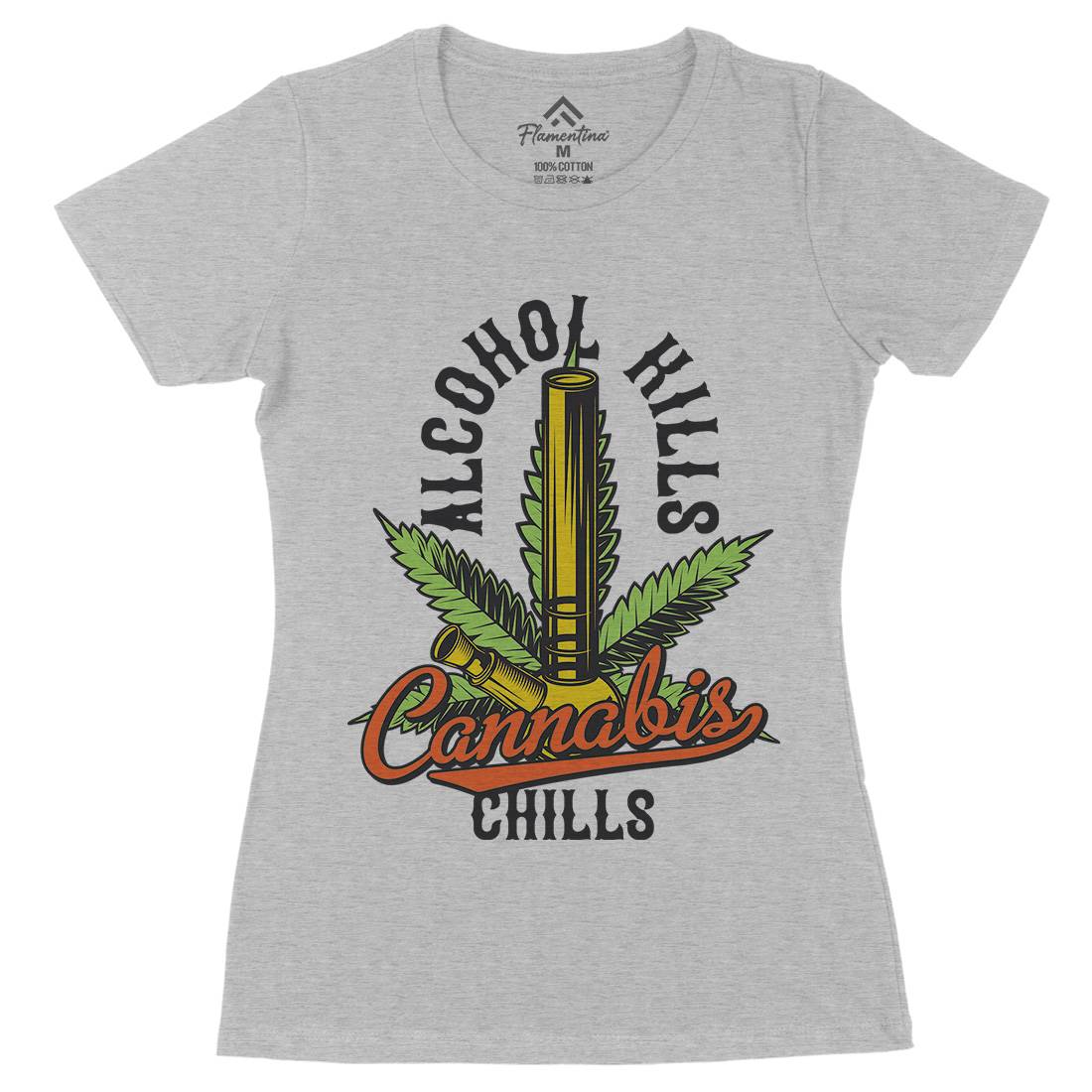 Cannabis Chills Womens Organic Crew Neck T-Shirt Drugs B807