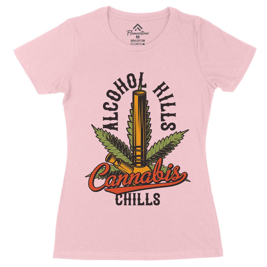 Cannabis Chills Womens Organic Crew Neck T-Shirt Drugs B807