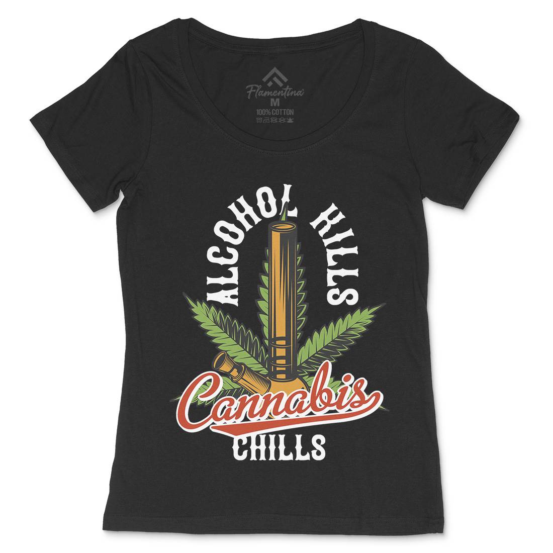 Cannabis Chills Womens Scoop Neck T-Shirt Drugs B807