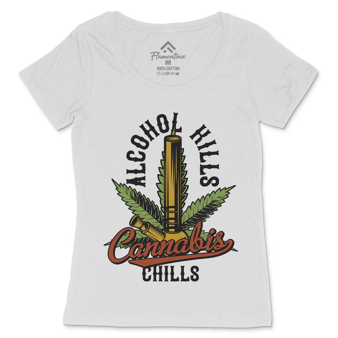 Cannabis Chills Womens Scoop Neck T-Shirt Drugs B807