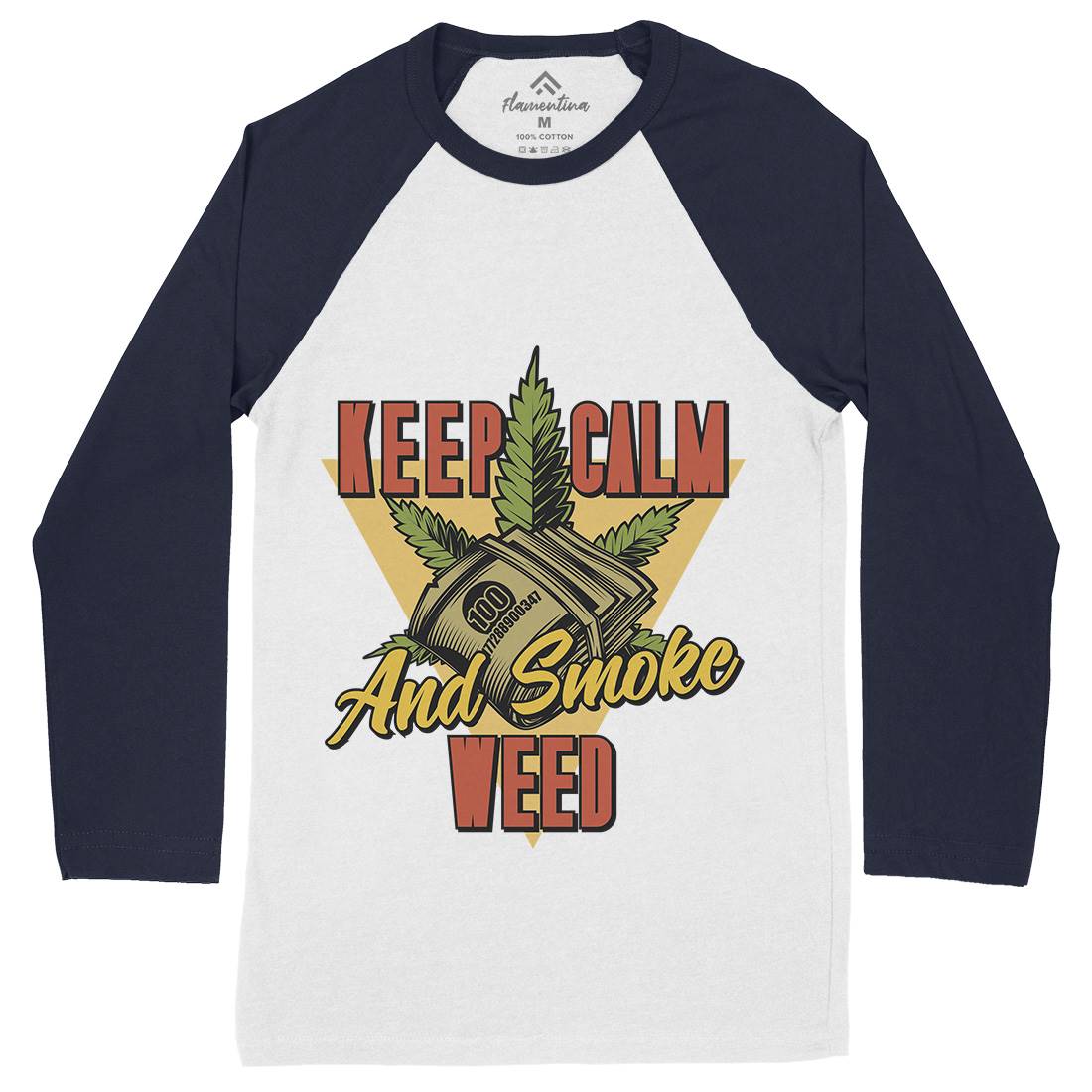 Keep Calm Mens Long Sleeve Baseball T-Shirt Drugs B808