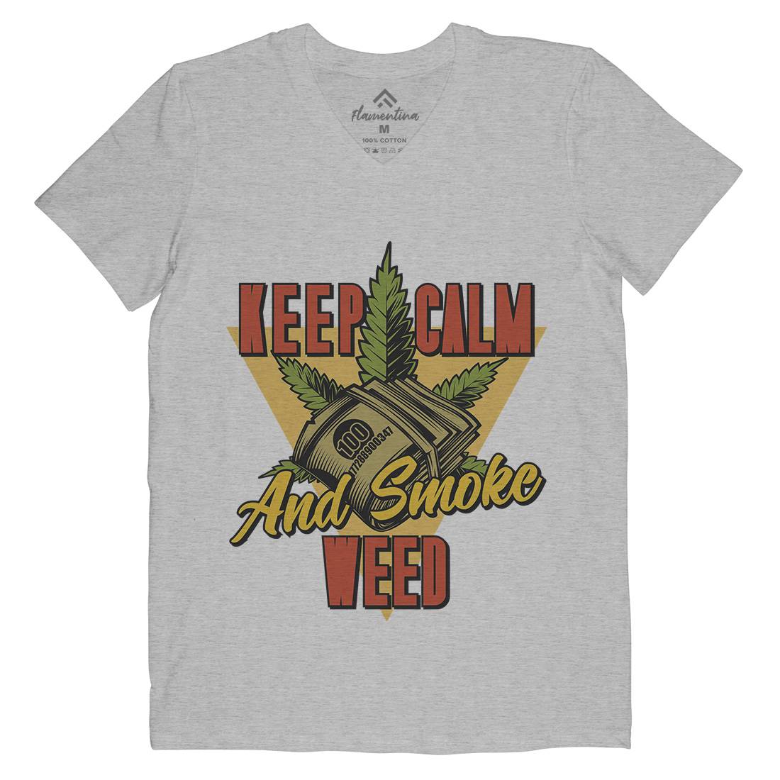 Keep Calm Mens Organic V-Neck T-Shirt Drugs B808