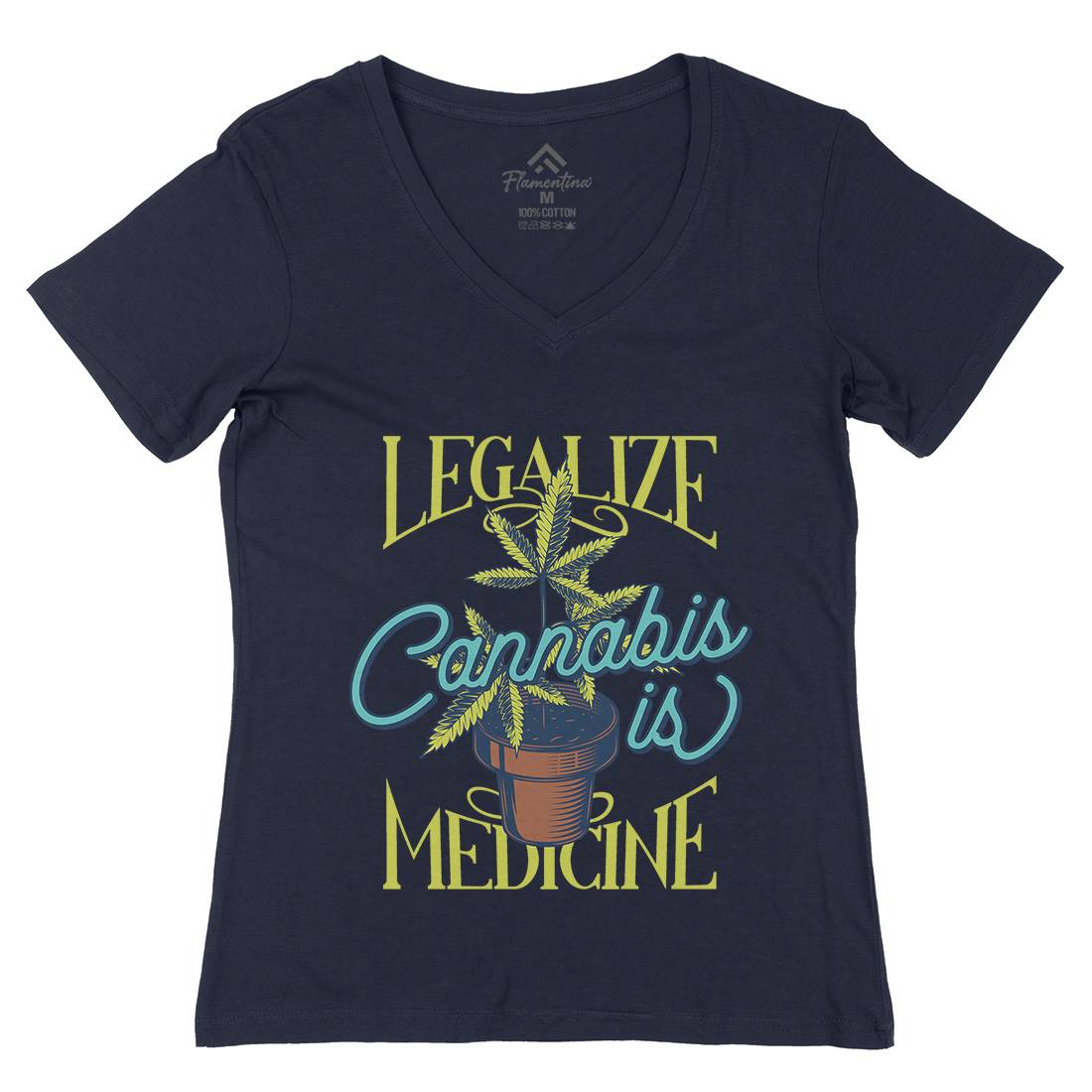 Medicine Womens Organic V-Neck T-Shirt Drugs B810