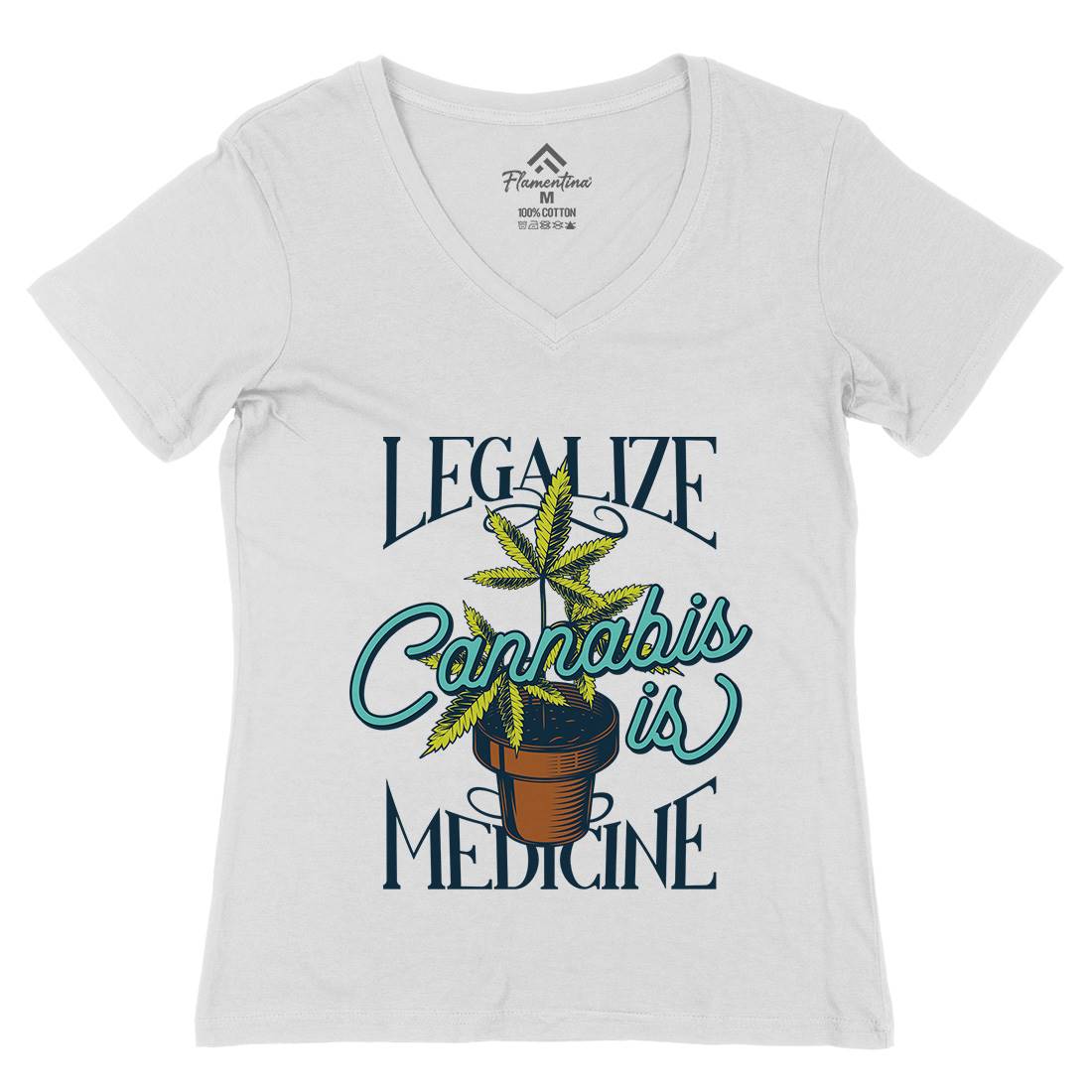 Medicine Womens Organic V-Neck T-Shirt Drugs B810
