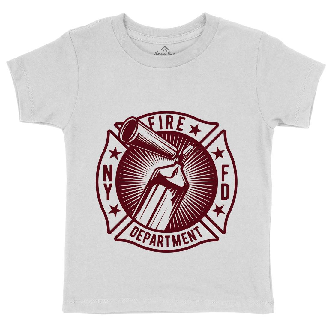 Fire Fighter Kids Organic Crew Neck T-Shirt Firefighters B811