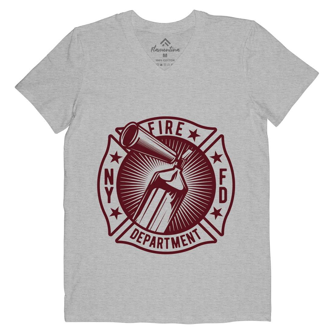 Fire Fighter Mens Organic V-Neck T-Shirt Firefighters B811