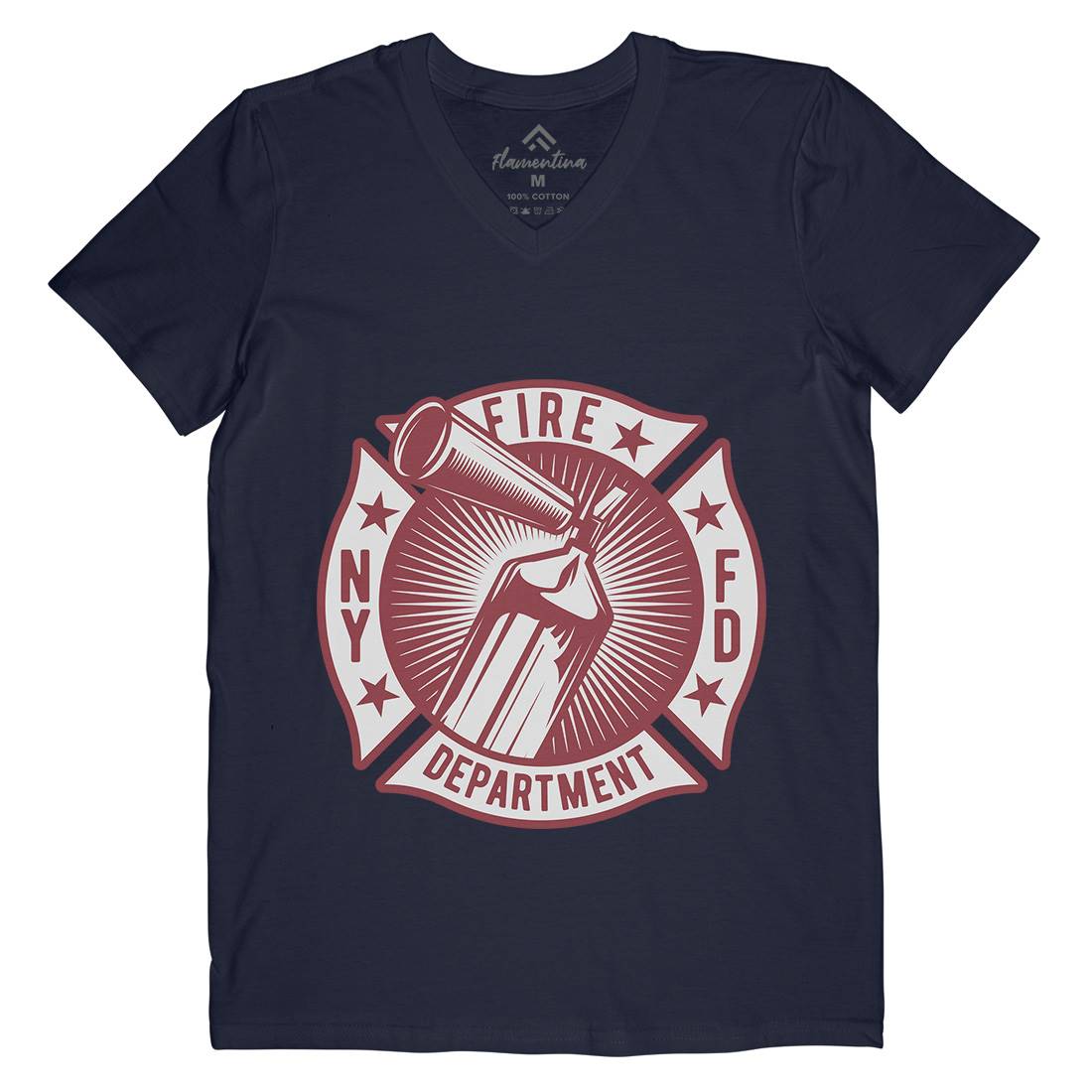 Fire Fighter Mens V-Neck T-Shirt Firefighters B811