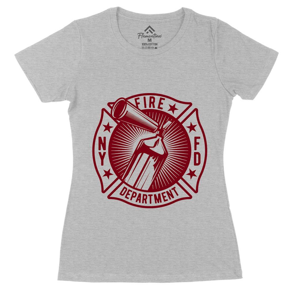 Fire Fighter Womens Organic Crew Neck T-Shirt Firefighters B811