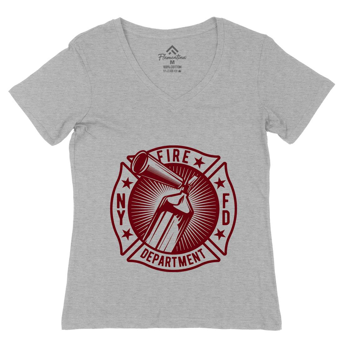Fire Fighter Womens Organic V-Neck T-Shirt Firefighters B811