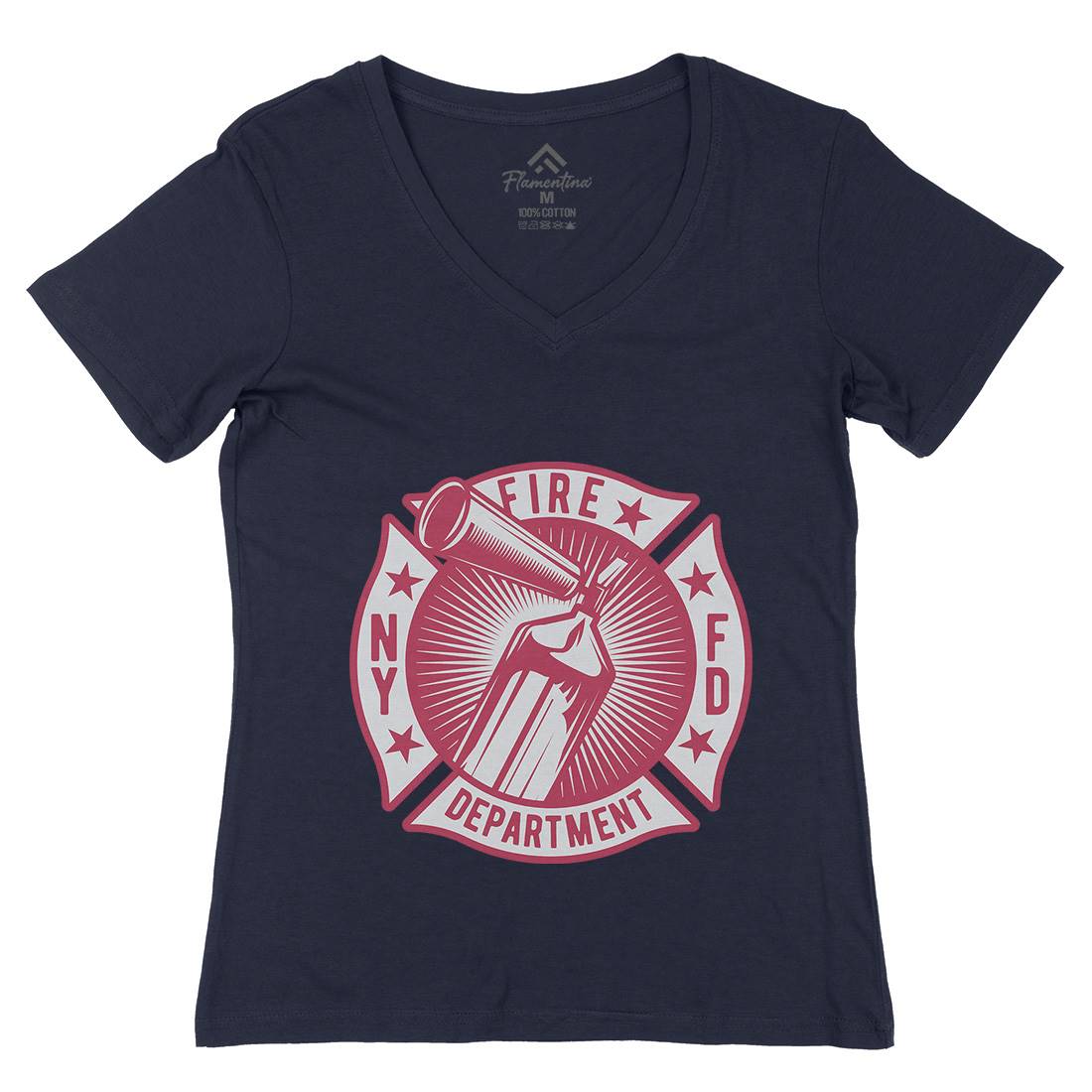 Fire Fighter Womens Organic V-Neck T-Shirt Firefighters B811
