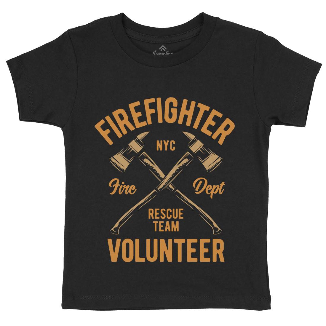 Fire Fighter Kids Organic Crew Neck T-Shirt Firefighters B812