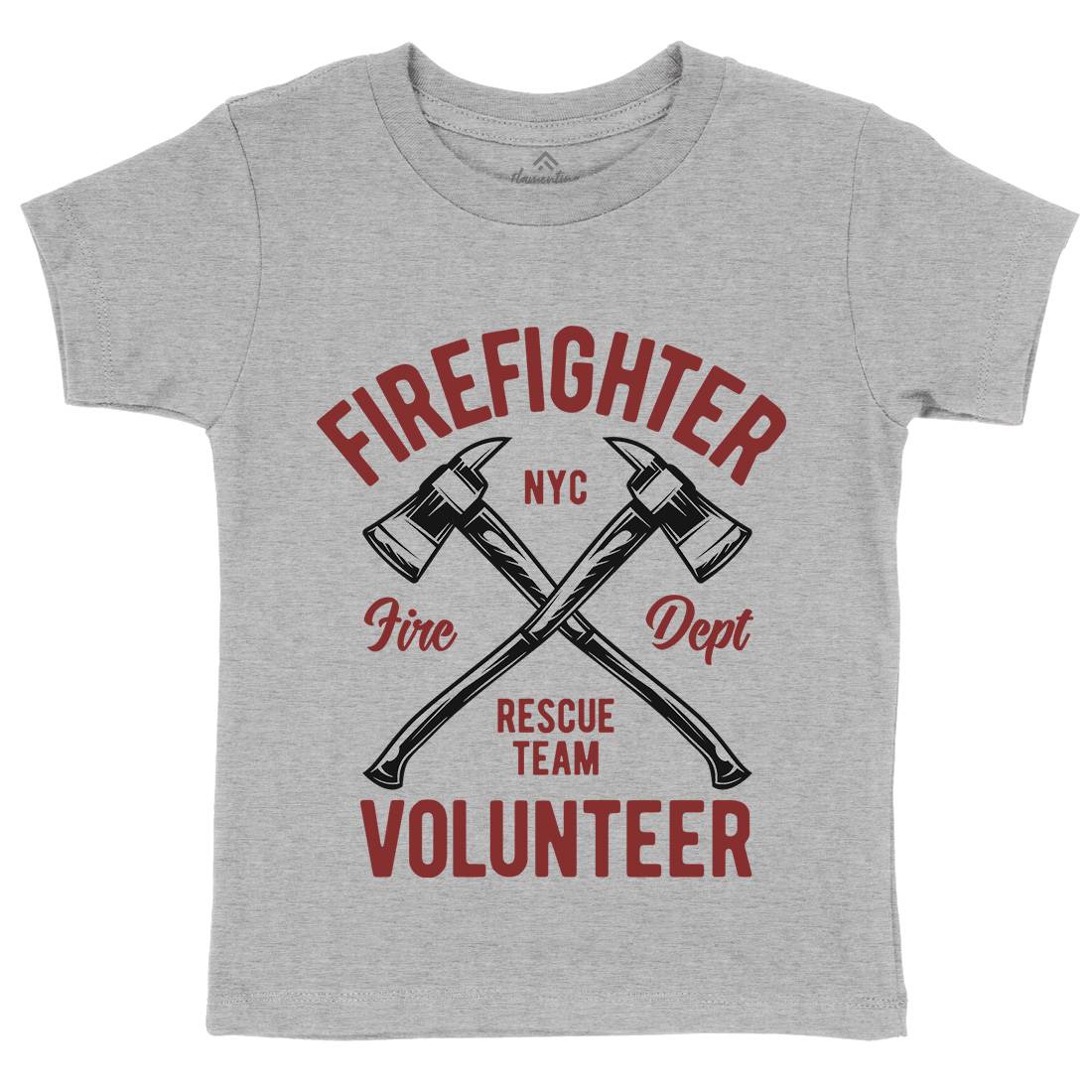 Fire Fighter Kids Organic Crew Neck T-Shirt Firefighters B812