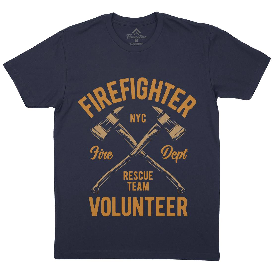 Fire Fighter Mens Organic Crew Neck T-Shirt Firefighters B812
