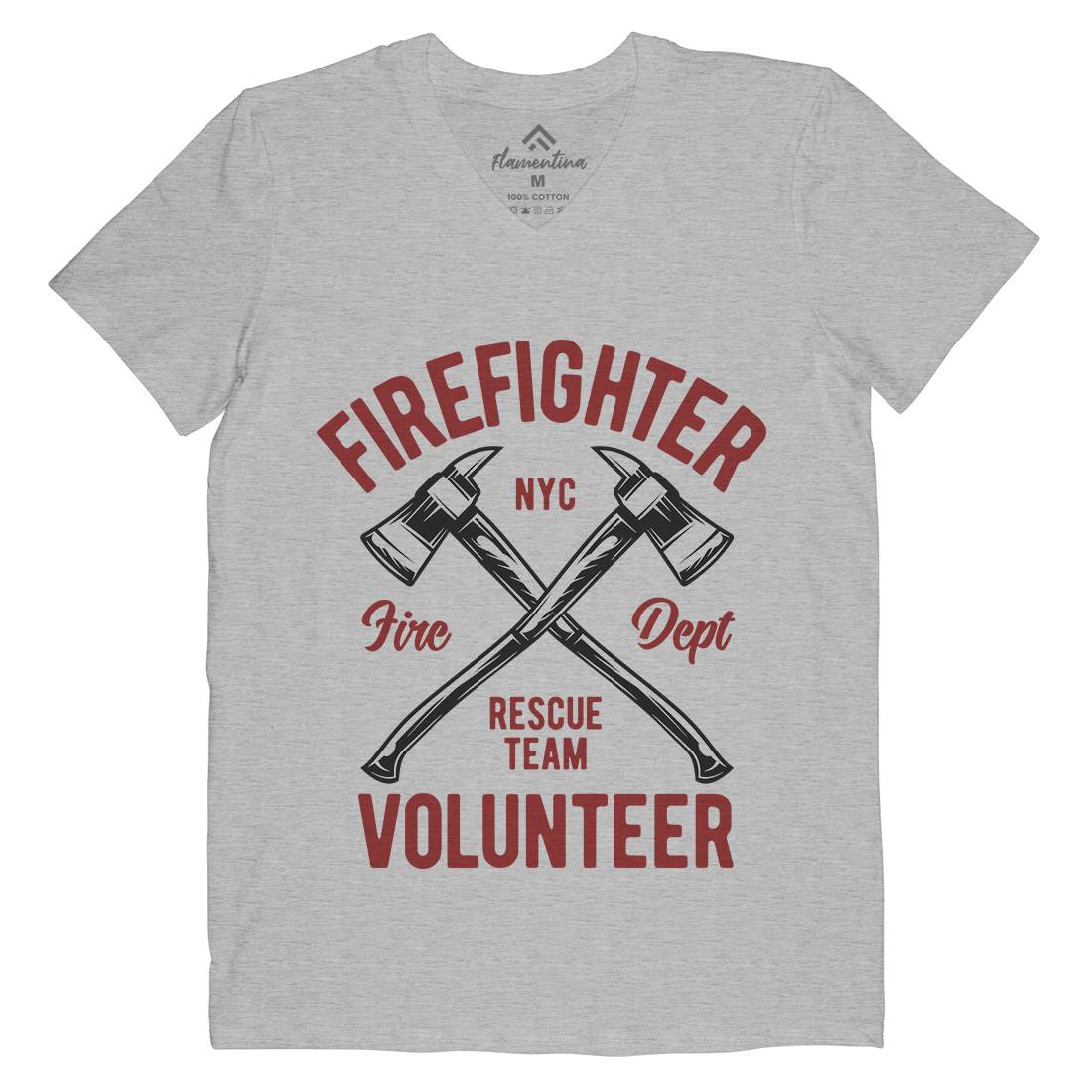 Fire Fighter Mens V-Neck T-Shirt Firefighters B812