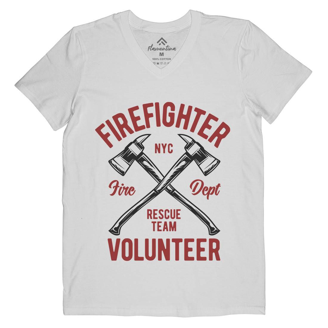 Fire Fighter Mens V-Neck T-Shirt Firefighters B812