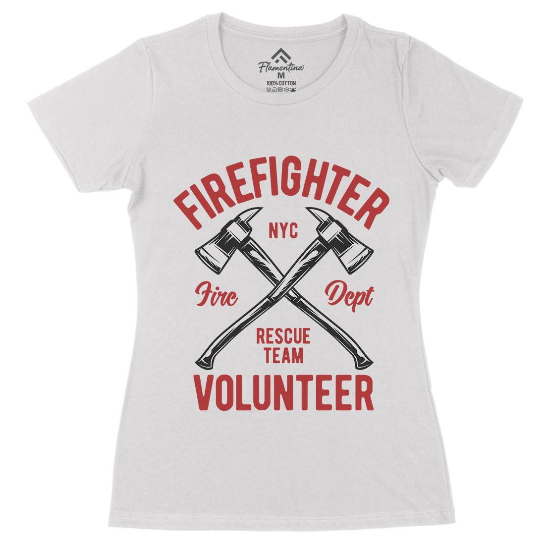 Fire Fighter Womens Organic Crew Neck T-Shirt Firefighters B812