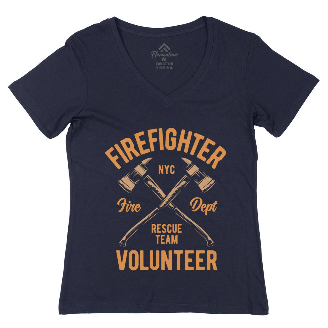 Fire Fighter Womens Organic V-Neck T-Shirt Firefighters B812