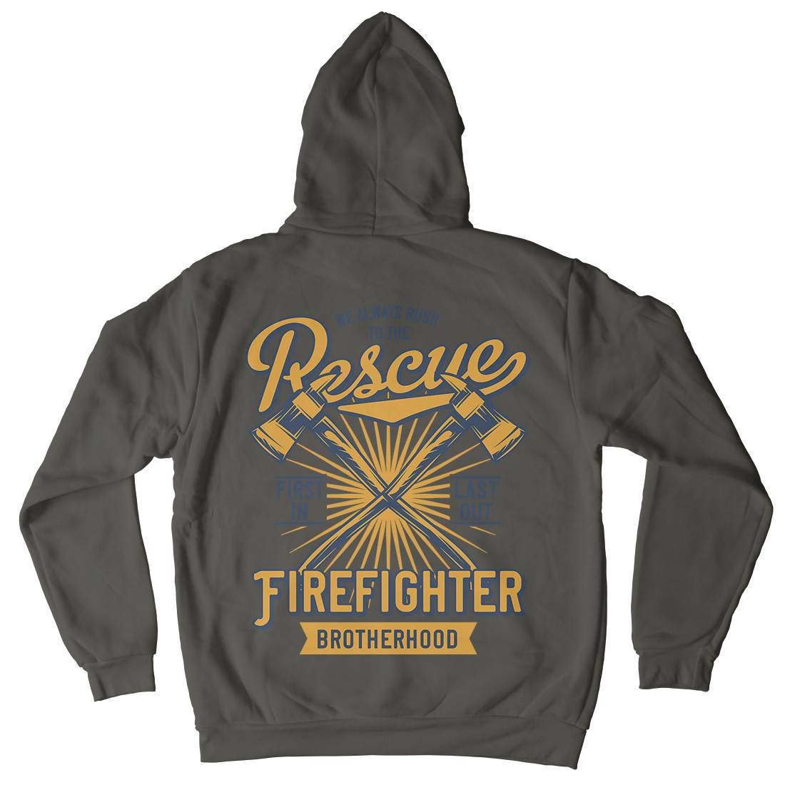 Fire Fighter Mens Hoodie With Pocket Firefighters B813