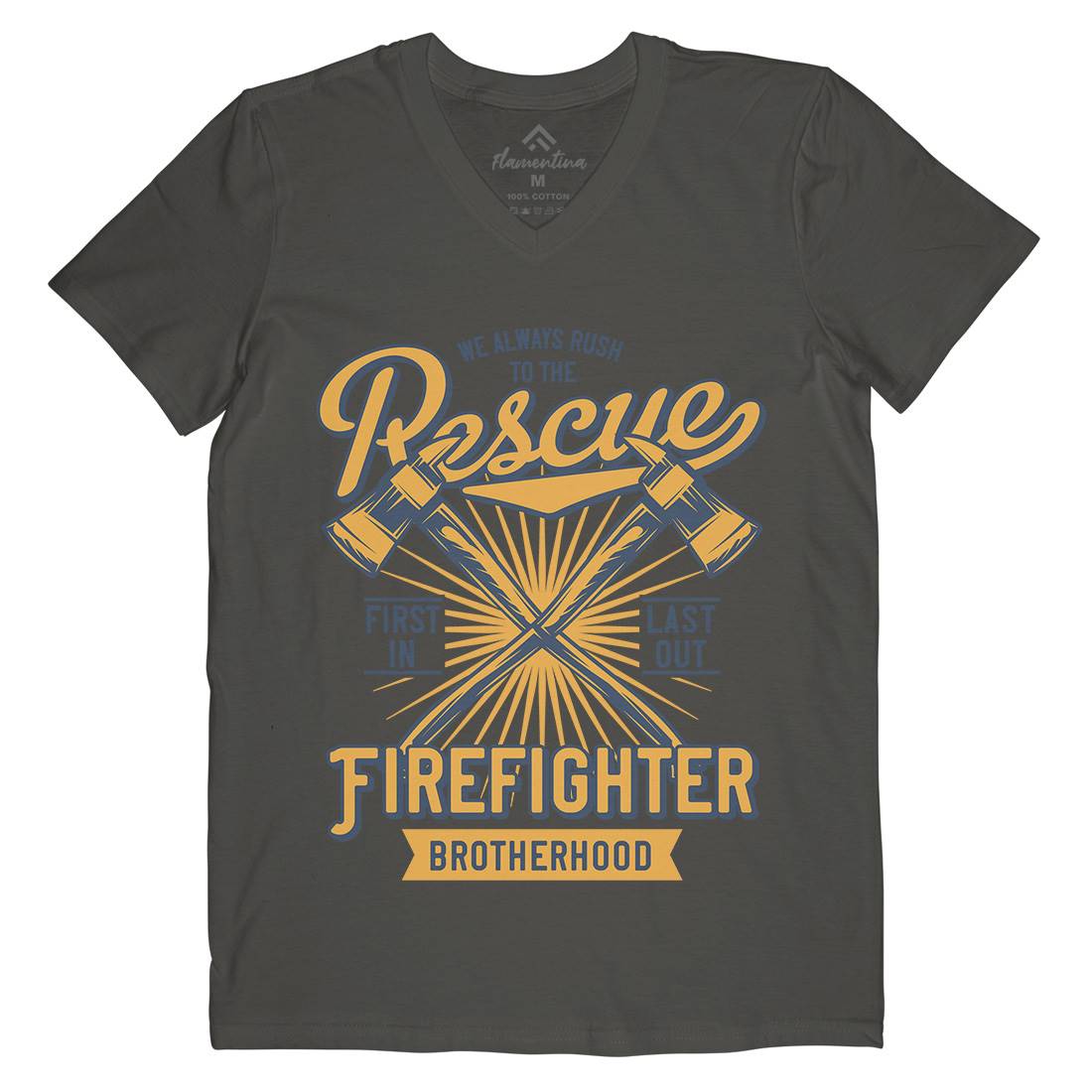Fire Fighter Mens V-Neck T-Shirt Firefighters B813