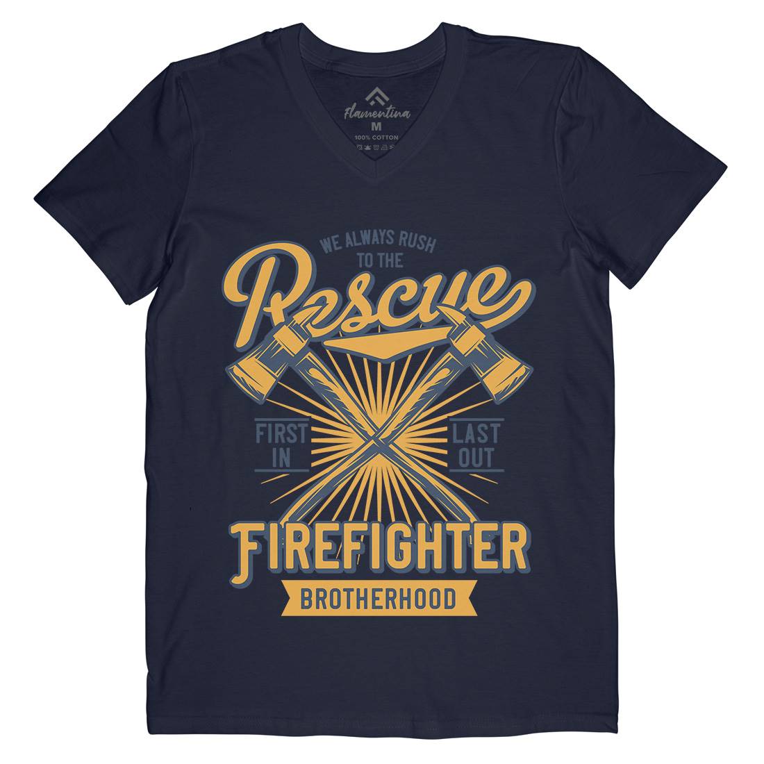 Fire Fighter Mens Organic V-Neck T-Shirt Firefighters B813