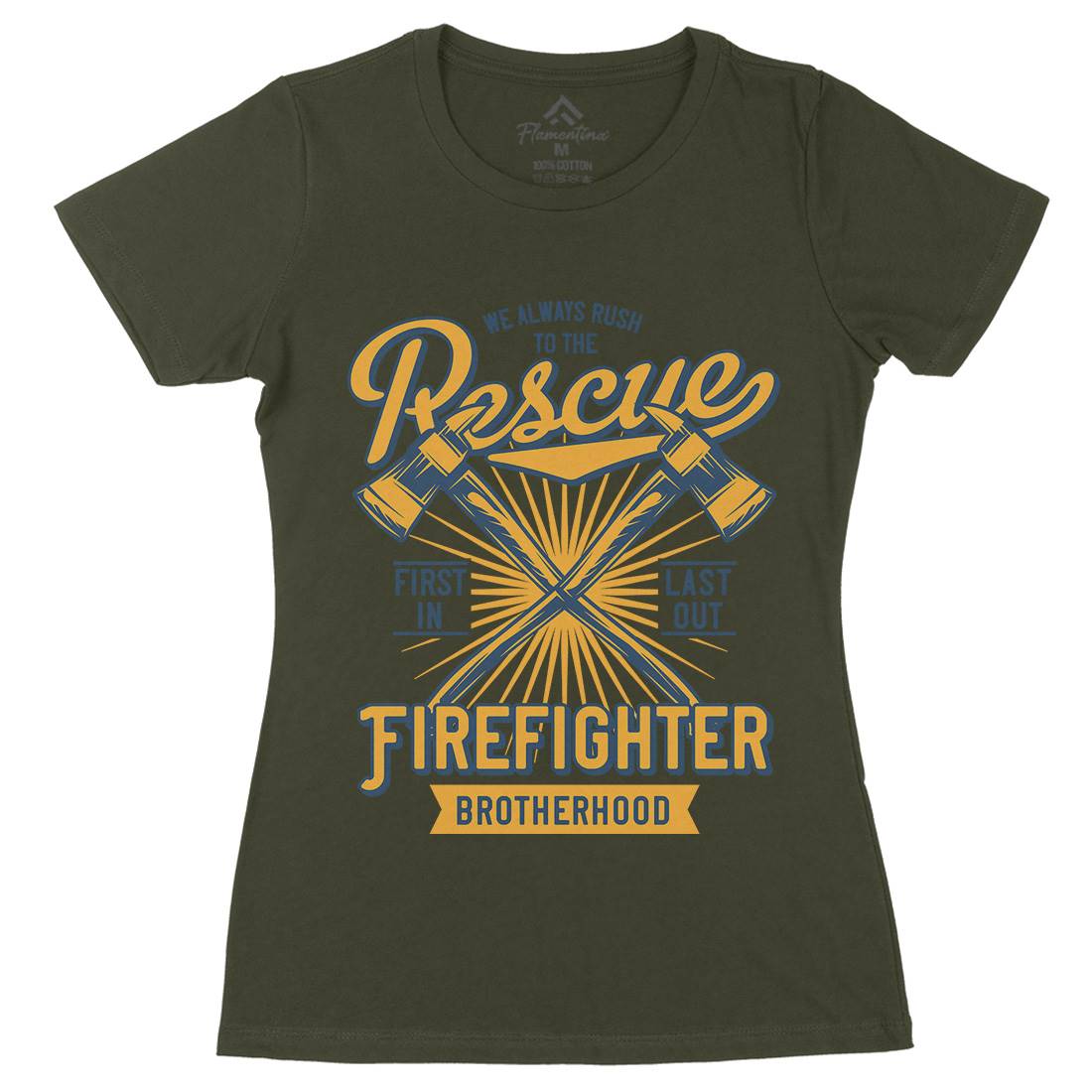 Fire Fighter Womens Organic Crew Neck T-Shirt Firefighters B813