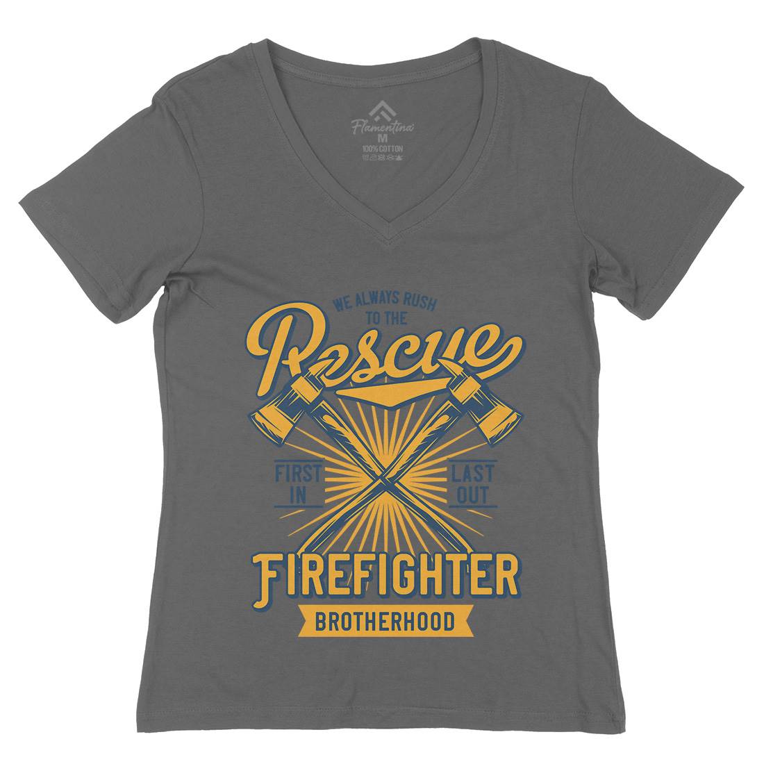 Fire Fighter Womens Organic V-Neck T-Shirt Firefighters B813