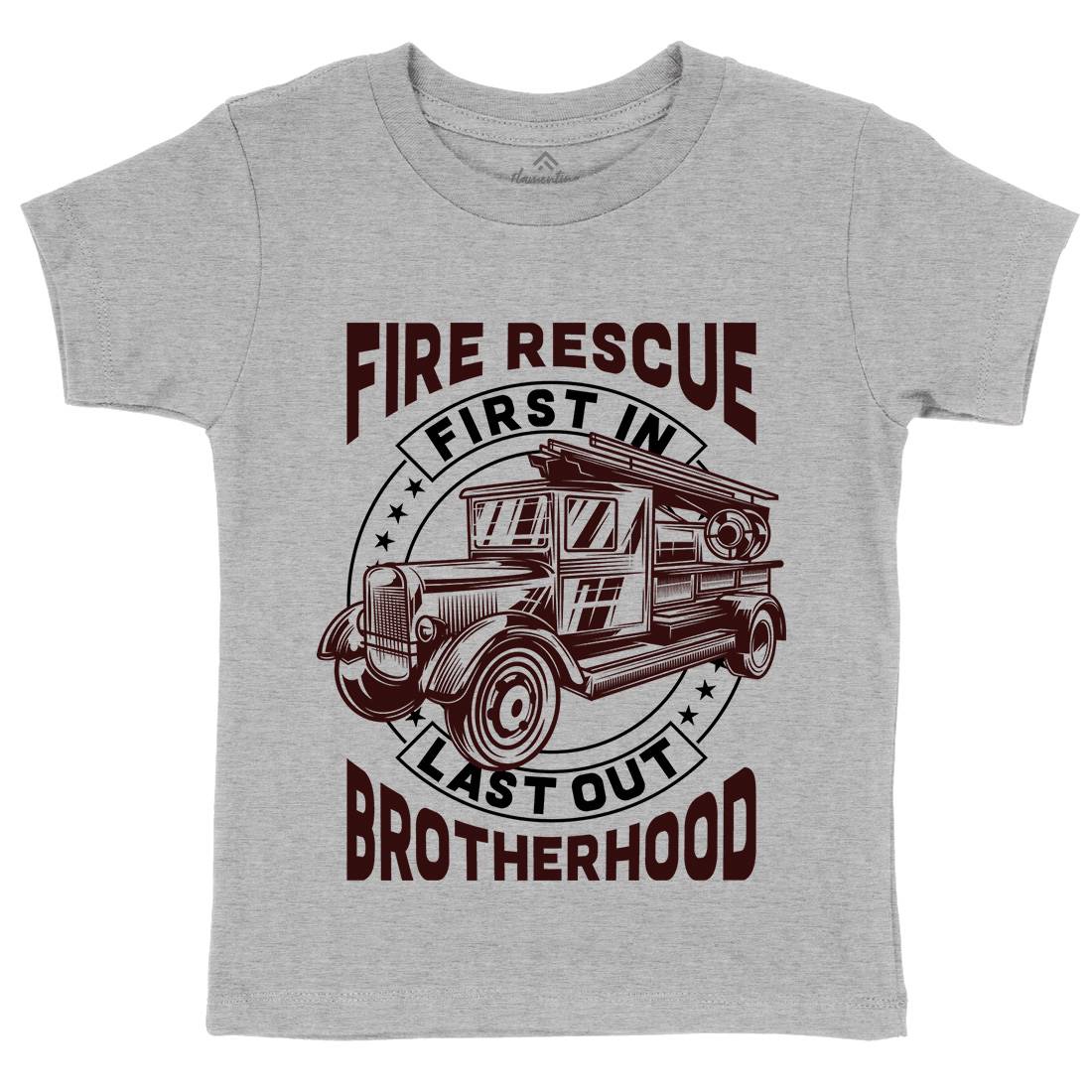 Fire Fighter Kids Organic Crew Neck T-Shirt Firefighters B814